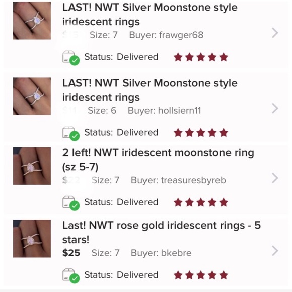 NWT Silver Moonstone style iridescent rings - Picture 4 of 4